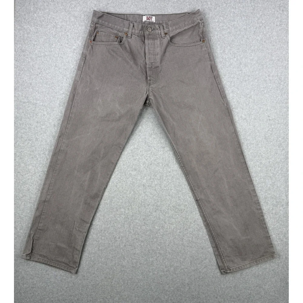 Vintage Levis Jeans Mens 38x30 Gray 501 Straight‎ Leg Button Fly Made In USA